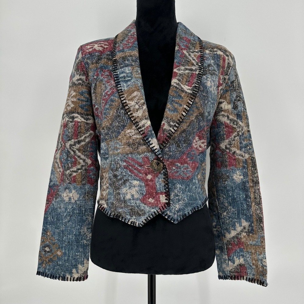 Vintage Blue River Trading Co. Aztec Tapestry Blazer Jacket Western‎ Country S